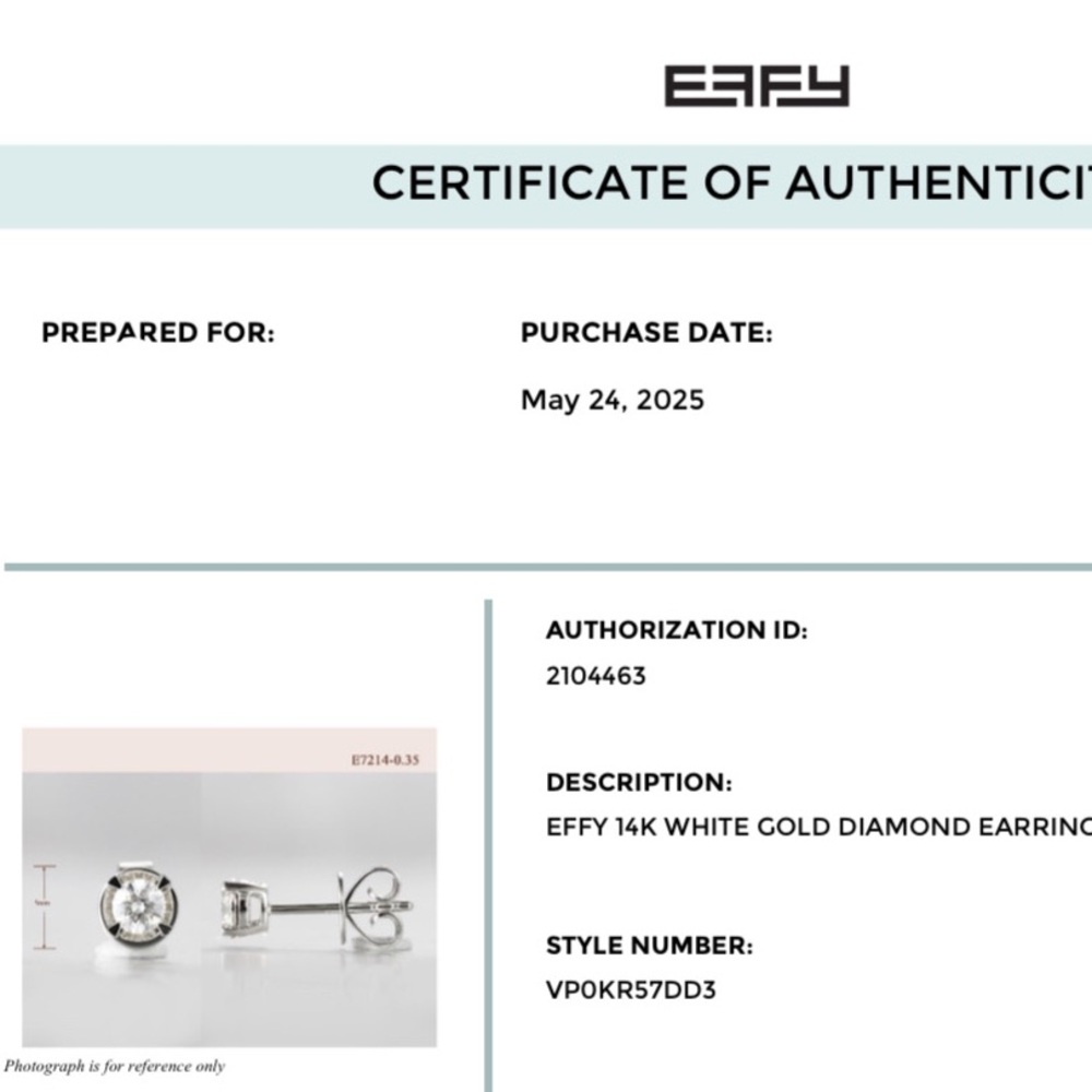 Effy 14K White Gold and Diamond Earrings
